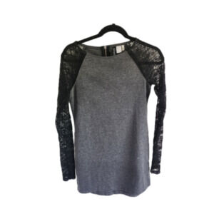 H&M Black and Grey Lace Dress with Back Zipper Size 4